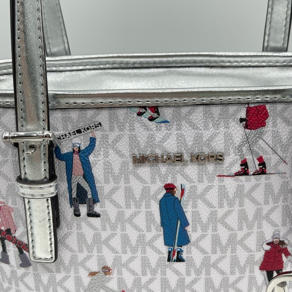 Michael Kors JST Xsmall Top Zip Tote Bag Bright White Multi - Picture 2 of 13